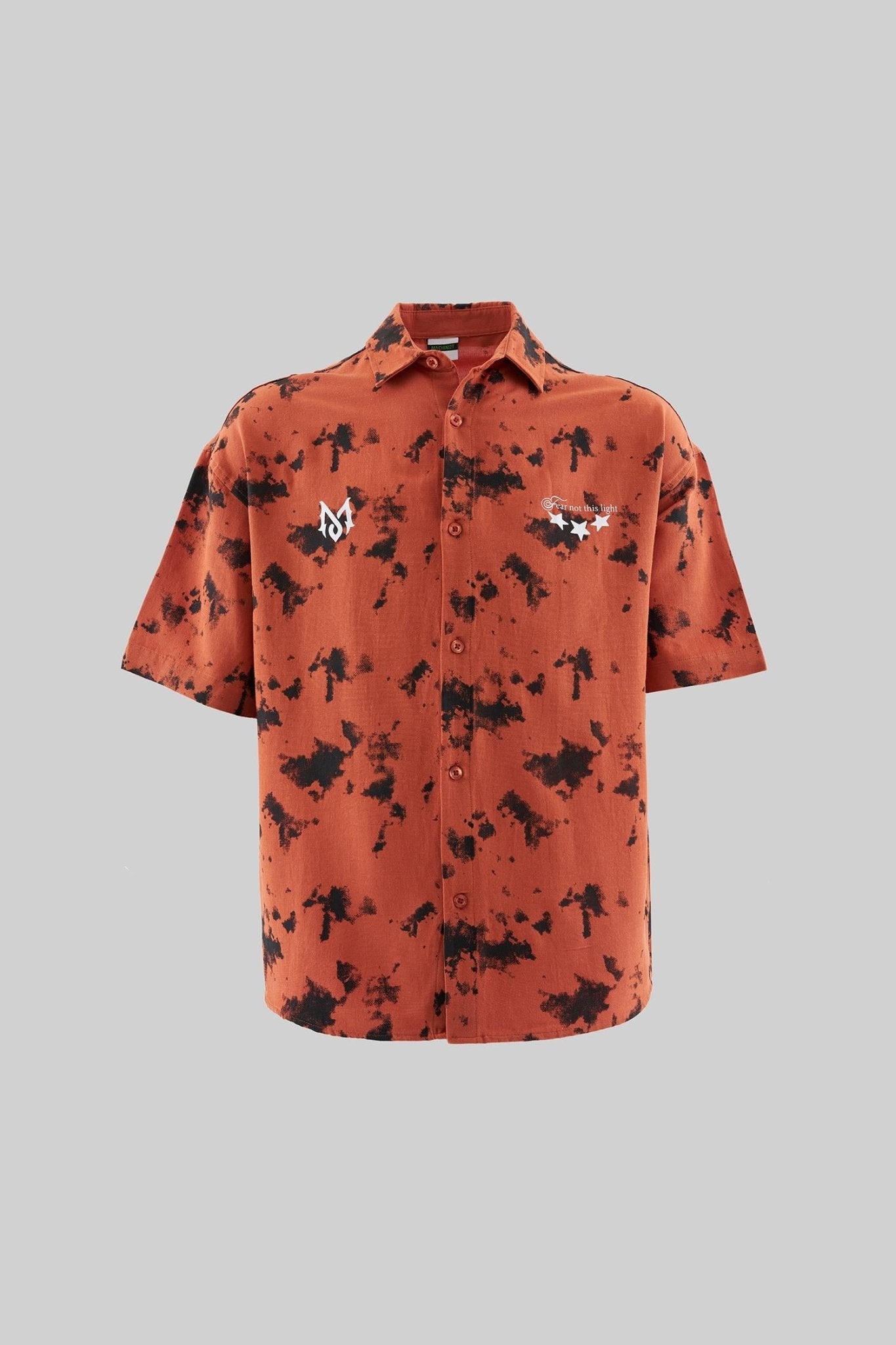 Erkek Texture Printed Oversize Gömlek Turuncu