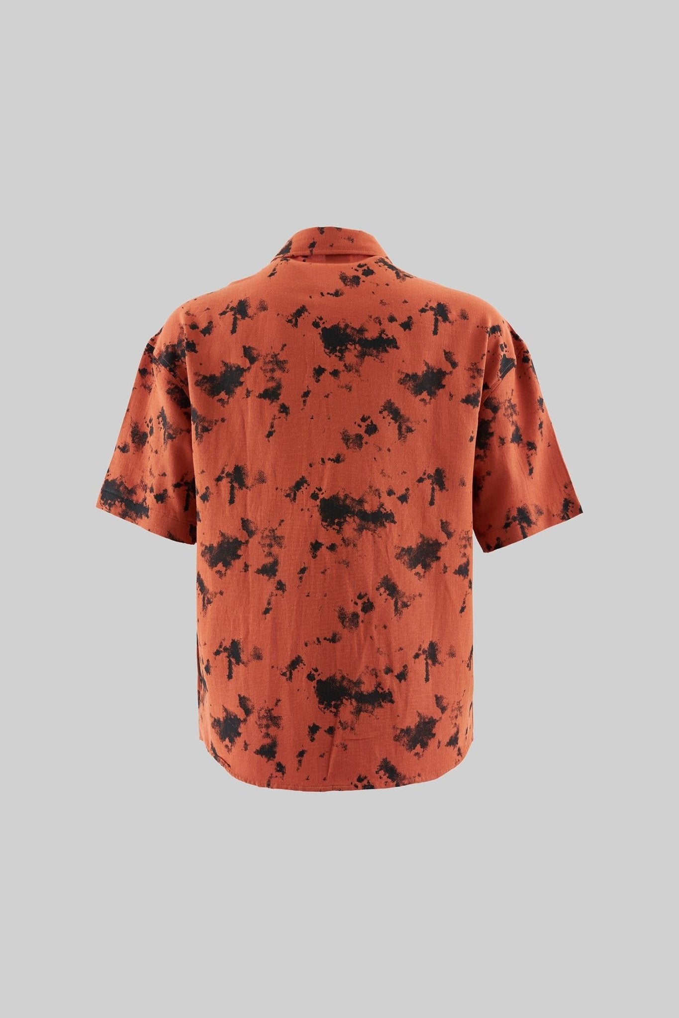 Erkek Texture Printed Oversize Gömlek Turuncu